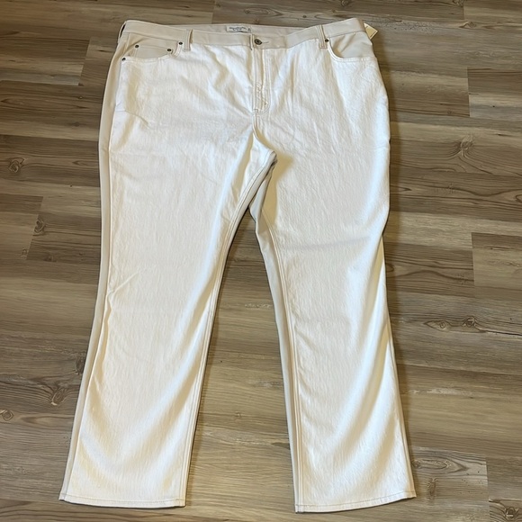 Abercrombie & Fitch Slim Straight Ultra High Denim Faux Leather Pant Plus Sz 24 - Picture 6 of 14